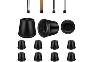 VOCOMO 1-1/4” Round Rubber Chair Leg Tips Caps, Chair Leg Floor Protectors, Non-Slip Chair Leg Caps, Stool Leg Protectors Cap, Folding Metal Chair Leg Tip Replacement (Black, 8 Pack)