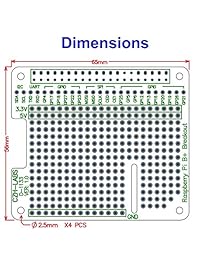ELECTRONICS-SALON 4 x Prototipo Breakout Junta PCB Shield Kit para Raspberry Pi 3 2 B + A +, Protoboard DIY.