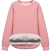 Flygo Women's Sherpa Lined Fleece Crewneck Pullover Sweatshirts Casual Winter Warm Sweatshirt