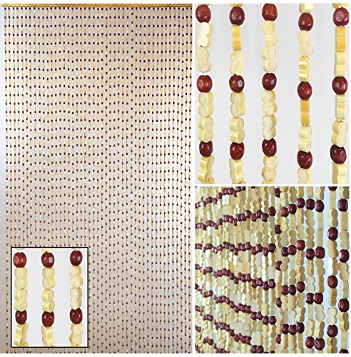 BeadedString Natural Wood and Bamboo Beaded Curtain-45 Strands-77