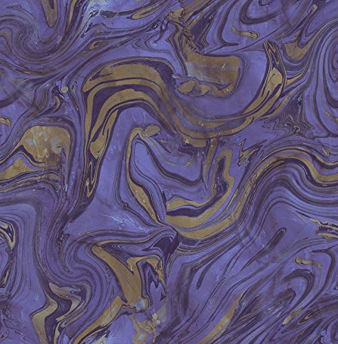 Purple Abstract Wallpaper Marble with Black and Gold Bold Statement