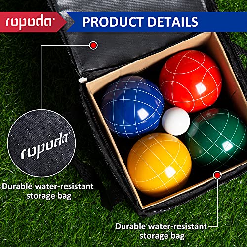 ropoda 90mm Bocce Ball Set with 8 Polyresin Balls, Pallino, Case and Measuring Rope for Backyard/Lawn/Beach/Outdoor, Resin Bocce Ball for Kids Teens Beginners(2 to 8 Players)