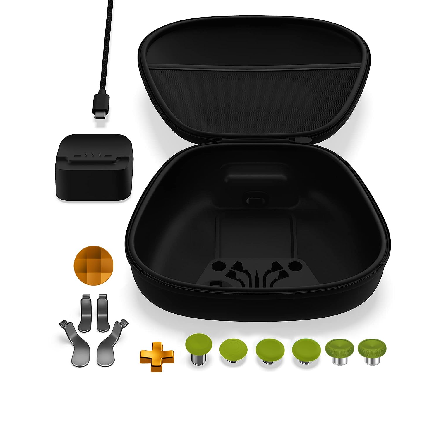 Complete Component Pack for Elite Controller Series 2 - Halo Infinite Edition Replacement Parts Accessories Kit with Charging Case, Charger Dock and Cable, 6 Thumbsticks, 4 Paddles, 1 D-Pad