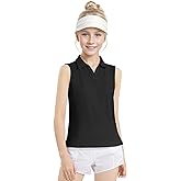 Auranso Girls Sleeveless Polo Shirts V-Neck Golf Tennis T-Shirts with Collared Quick Dry Tank Tops