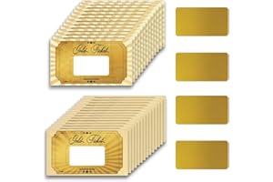 PLIGREAT 120 Pieces Gold Ticket Scratch Off Cards Stickers, Blank Gift Certificates Scratch Cards Scratchs Off Tickets DIY Co