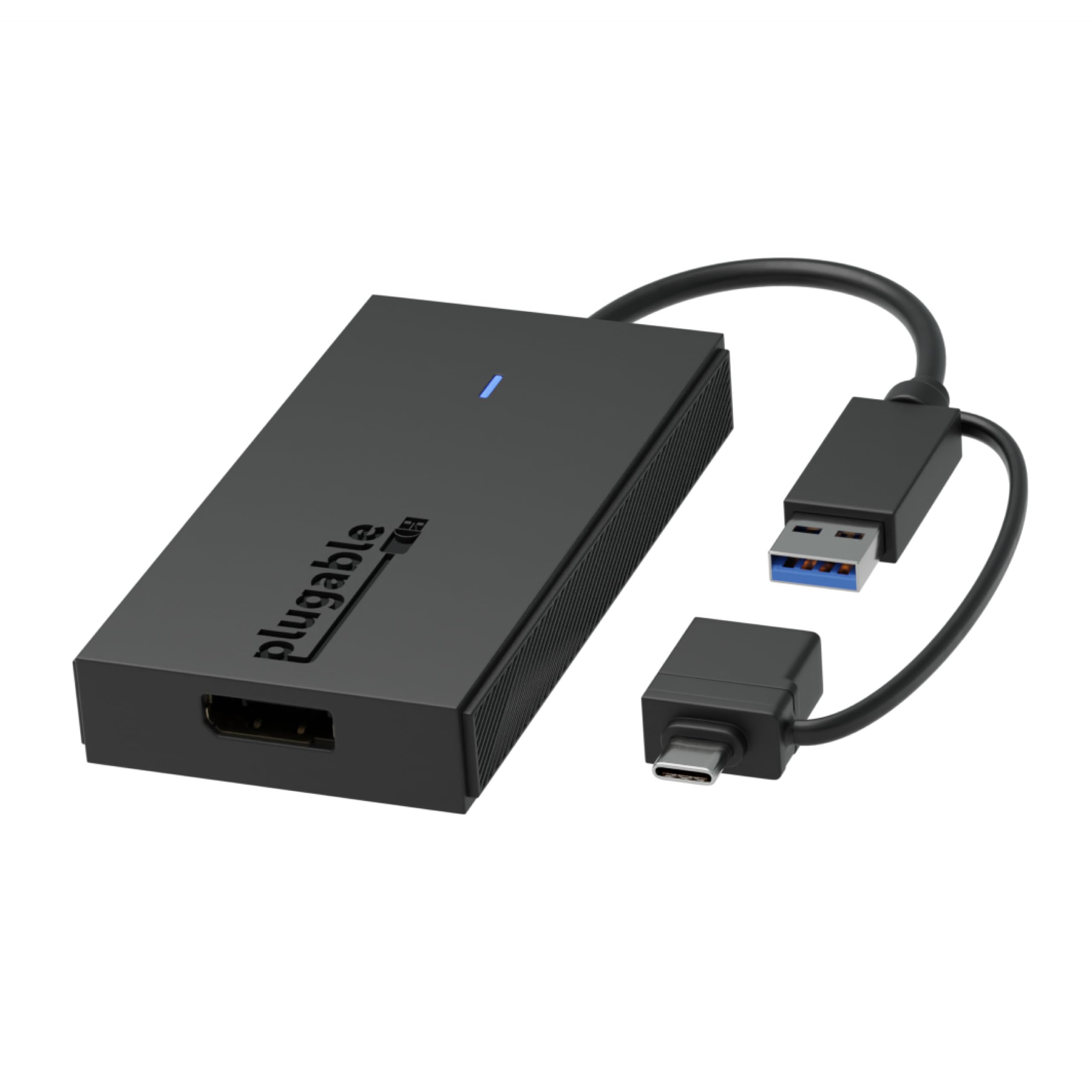 Plugable USB to DisplayPort Adapter. Connect one or more to any Mac or Windows System to add extra displays up to 1920x1080 60hz. USB C and A