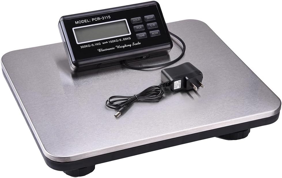 Yescom 660lbs LCD Digital Scale Postal Scale Platform 300kg Capacity Stainless Steel Platform Scale : Office Products