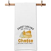 GOSJINNK Funny Kitchen Towels Sweet Dreams are Made of Cheese Who Am I to Dis A Brie Dish Towels Cute Hand Towels for Farmhouse Kitchen Decor Novelty Housewarming Gifts for Women Men Chef Bake Lover