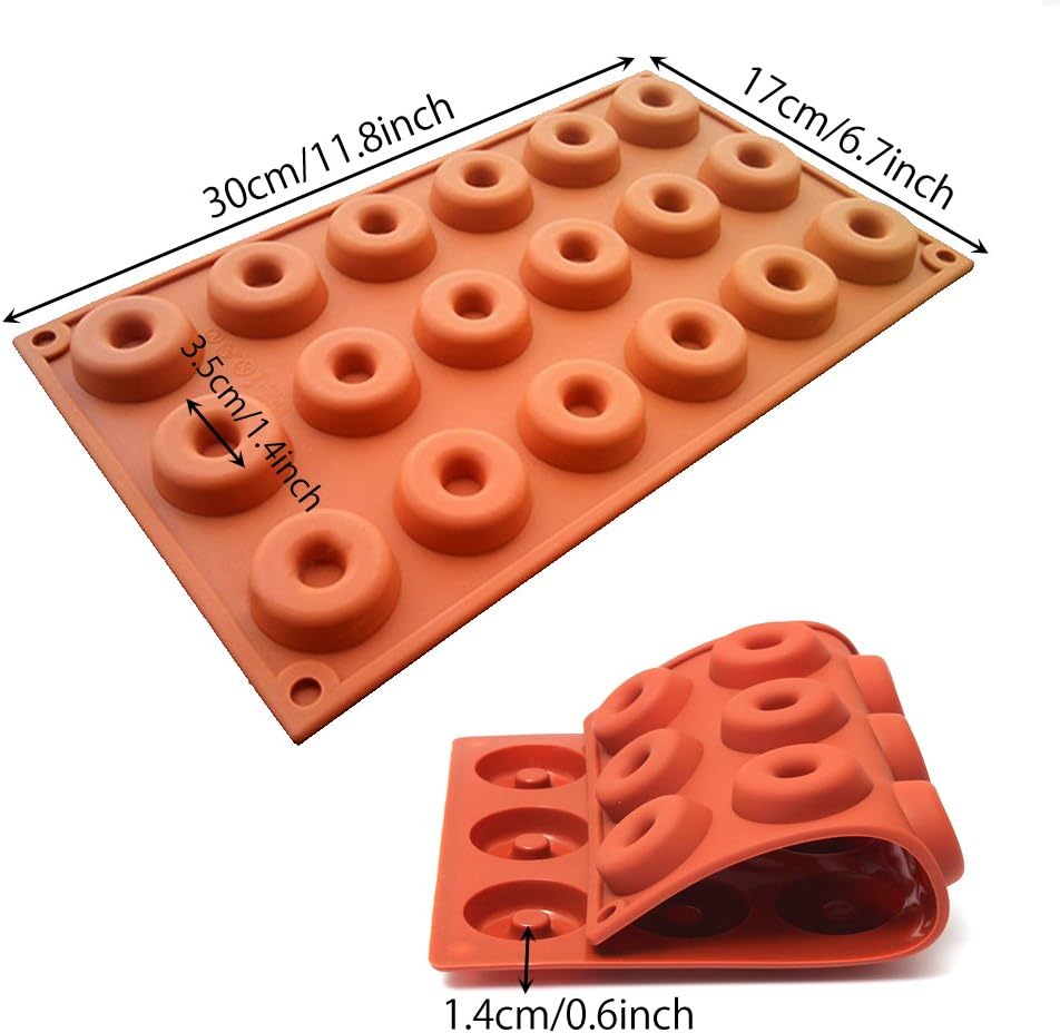 Mini Doughnut Mold Round Buscuit and Cake Mould for Baking DIY, Orange Circle, 18 Grilles - Image 3