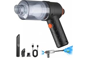 DCKENGO Handheld Car Vacuum Cleaner, 6500R Vacuum Cleaner and Air Duster, 120W High Power Wet and Dry Handheld Car Vacuum Cleaner with LED Light and Multi-Nozzles for Car, Home, Office, Pet