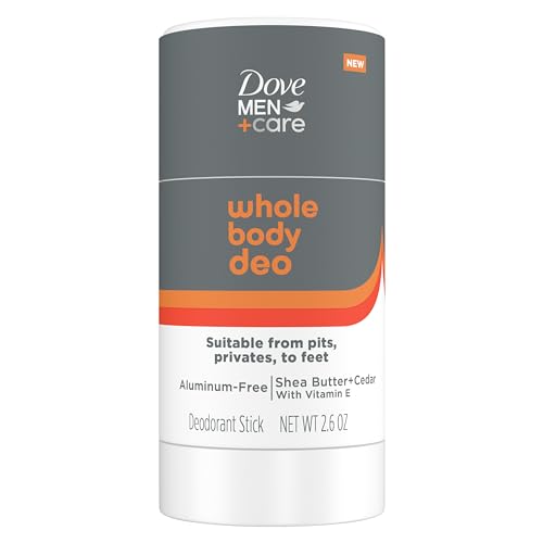 DOVE MEN+CARE WHOLE BODY DEO ALUMINUM-FREE DEODORANT STICK SHEA BUTTER + CEDAR FROM PITS, PRIVATES, TO FEET WITH VITAMIN E 2.6 OZ
