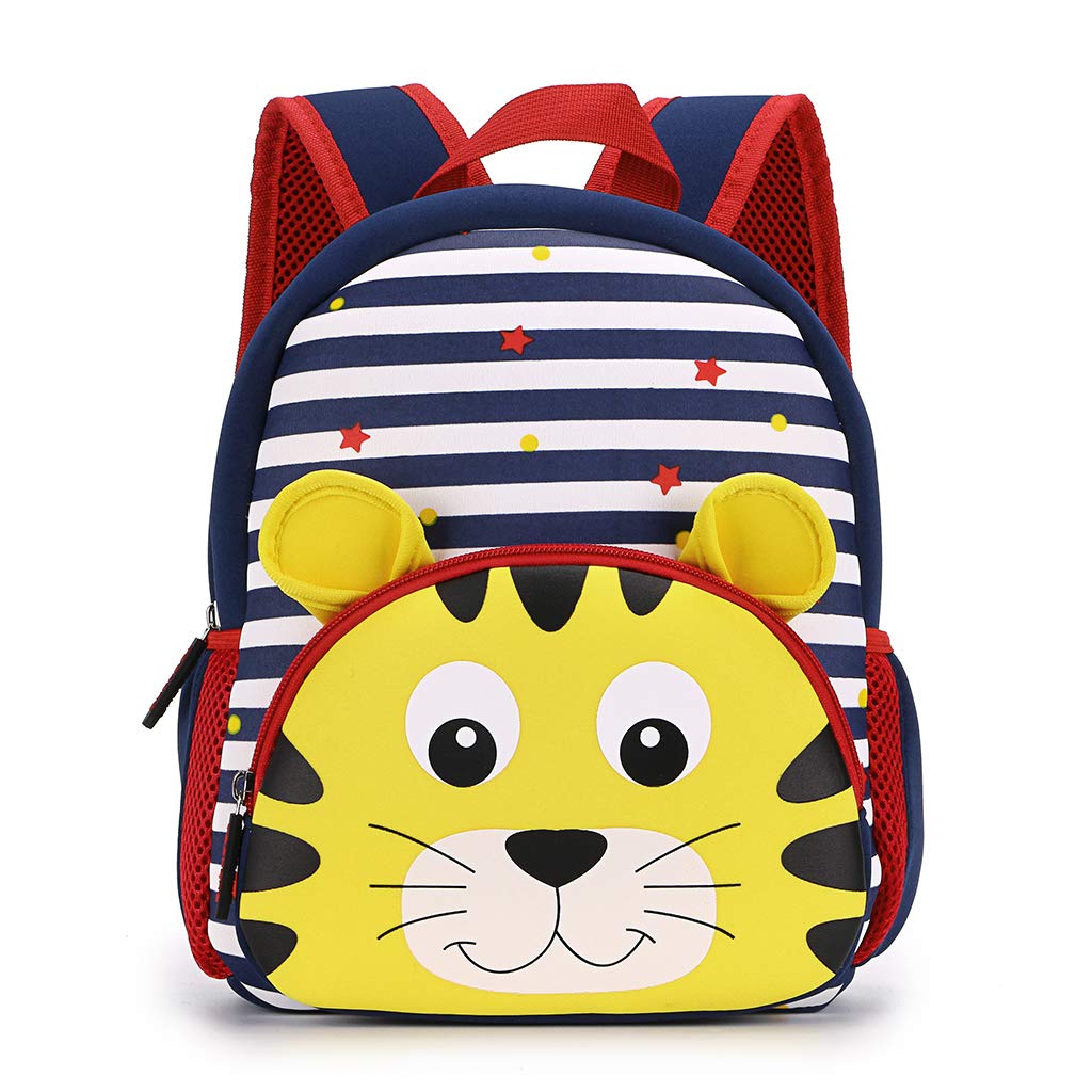 IGNPION Nursery Kids Backpacks Toddle Children School Bag Zoo Lunch Bag 3D Cute Animal Cartoon Preschool Rucksack (Stripe Tiger)