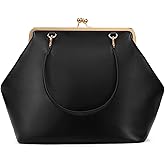 CATSEA Large Women's Kiss Lock Bag PU Medium Top Handle Handbags Kiss Clasp Shoulder Bags Tote Purse Messenger Clutch