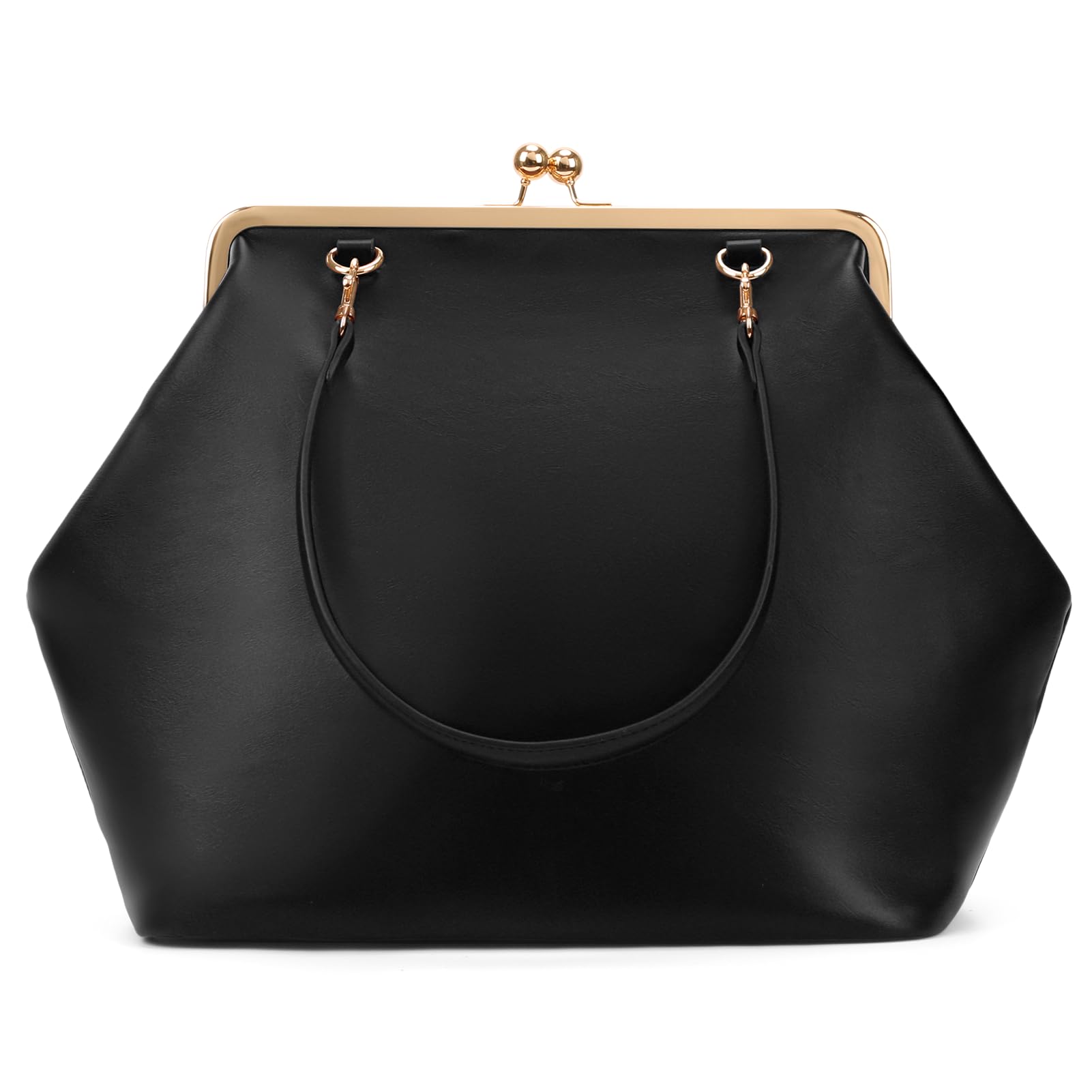 Photo 1 of CATSEA Large Women's Kiss Lock Bag PU Medium Top Handle Handbags Kiss Clasp Shoulder Bags Tote Purse Messenger Clutch