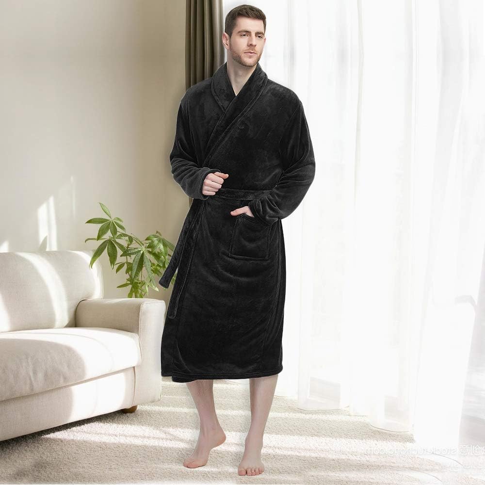 U2SKIIN Mens Fleece Robe Plush Collar Shawl Bathrobe at  Men’s Clothing store
