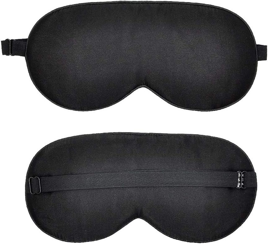 LULUSILK Mulberry Silk Sleep Eye Mask Blindfold with Adjustable Strap, Soft Eye Cover for Women Men Night Sleeping, Travel, Nap(Black): Health & Personal Care