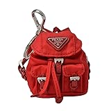 Prada Steel key ring with Red nylon iconic prada
