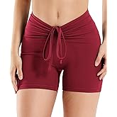 YEOREO Workout Biker Shorts for Women 4.2" No Front Seam Ericane Scrunch Butt Lifting V High Waist Drawstring Gym Yoga Shorts