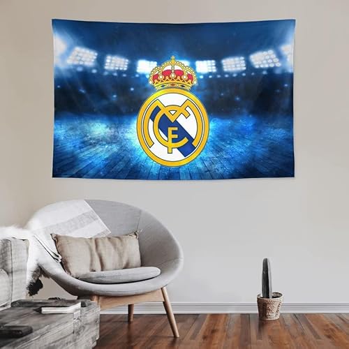 TMATUTA Real Madrid Tapestry Team Logo Tapestry Wall Hanging for