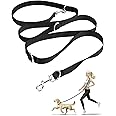 Oneisall Hands Fee Dog Leash,8ft Nylon Adjustable Dog Training Leash Crossbody Dog Leash For Small Medium Service Dogs Walking Running Hiking Black
