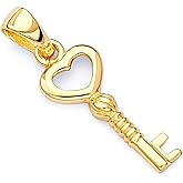 14k REAL Yellow Gold Tiny Key to My Heart Charm Pendant