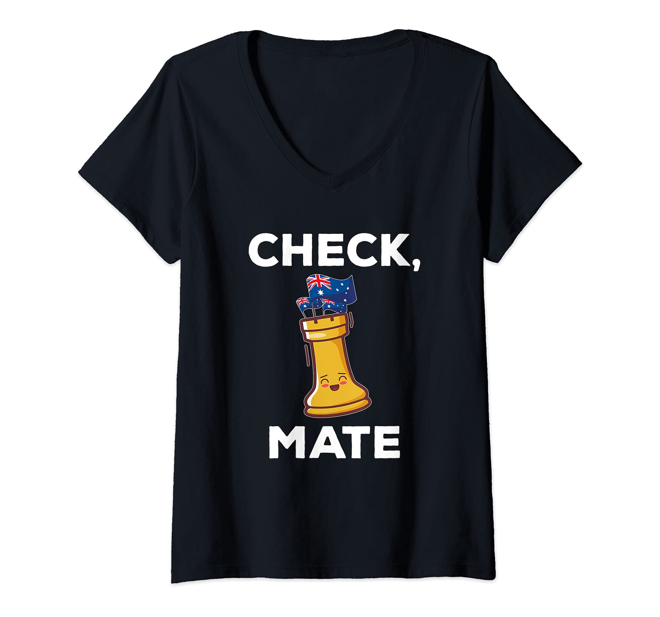 Womens Kawaii cute chess pieces design for chess players Quote Pun V-Neck T-Shirt