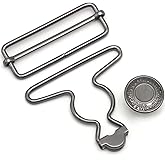 Enosea 2 Sets 2 inch Overall Buckles Replacement, Metal Suspender Buckle Overall Clips with Buckle Slider and Buttons