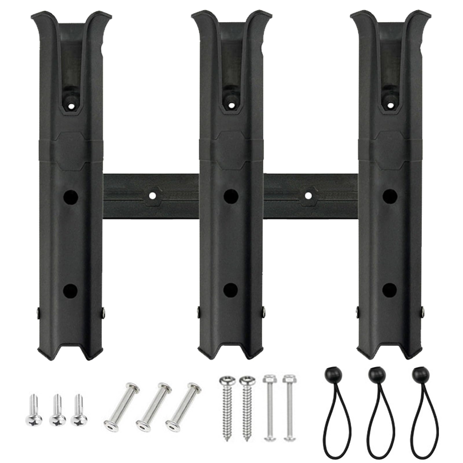 KOVNISE Fishing Rod Holders Racks Bracket,3 Tube Fishing Rod Holders Racks Wall Mounted Rod Holder Portable Fishing Pole Holders for Boats , Garage, Cooler, Trailer (Upgrades Black)
