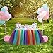 Aytai TUTU Table Skirt Tulle Tableware Queen Wonderland Handmade Table Cloth Skirting Romantic for Wedding Christmas Party Baby Shower Birthday Cake Table Girl Princess Decor Rainbow colo
