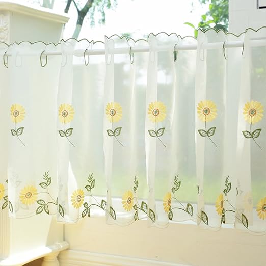 Amazon Com Daisy Floral Cafe Curtain Panels For Kitchen Room