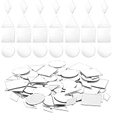 JJUNW 200Pcs Small Mirrors for Crafts, 4 Shapes Square Diamond Round Triangle Mirror DIY Mirror Mosaic Glass Pieces for Crafts Home Wall Art Disco Balls Crafts