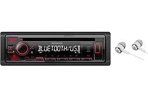 Kenwood Single DIN Bluetooth CD/AM/FM USB Auxiliary Input Car Stereo Receiver w/ Dual Phone Connection, Pandora/Spotify/iHeartRadio, Apple iPhone and Android Control with ALPHASONIK EARBUDS