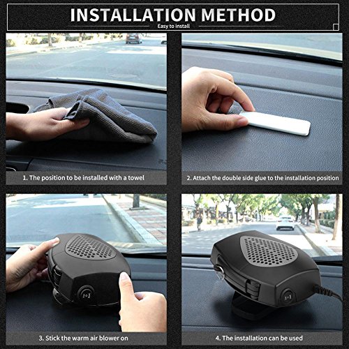 Car Defroster,12V 150W Portable Car Fast Heating Windshield Defroster Demister 2 in 1 Heating Cooling Fan - Thumbnail 3