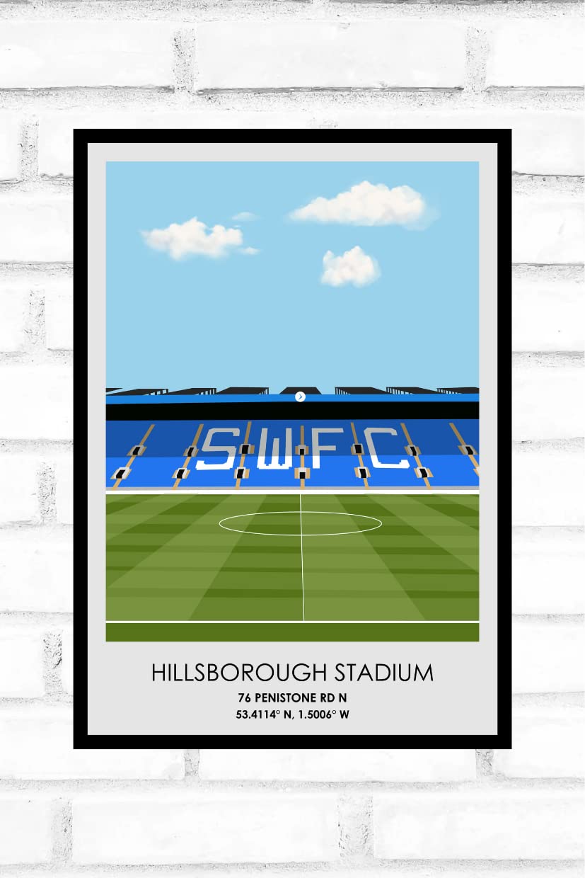 Hewson's Gifts Sheffield Wednesday United Football Stadium Print - Gift Present For Football Fan - Gift For Dad, Brother, Son - Stadium Print Present (Sheffield Wednesday, A4 Size, Hillsborough) — image 1