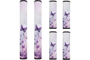 Txsniver 6 PCS Refrigerator Door Handle Covers Washable Appliance Gloves Kitchen Appliances Handle Cover Fridge Dishwasher Oven Home Decor Protector, Butterfly Floral Violet