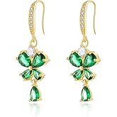Rhinestone St. Patrick's Day Earrings for Women Green Zirconia Shamrock Hoop Earrings Good Luck Clover Huggie Stud Earring Saint Patricks Day Jewelry Gifts Accessories