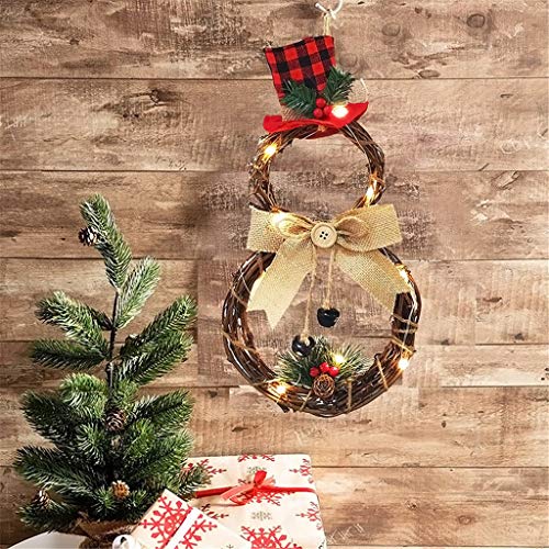 image for MIS1950s Christmas Decoration Door Hangings Wreath Pendant Snowman LED