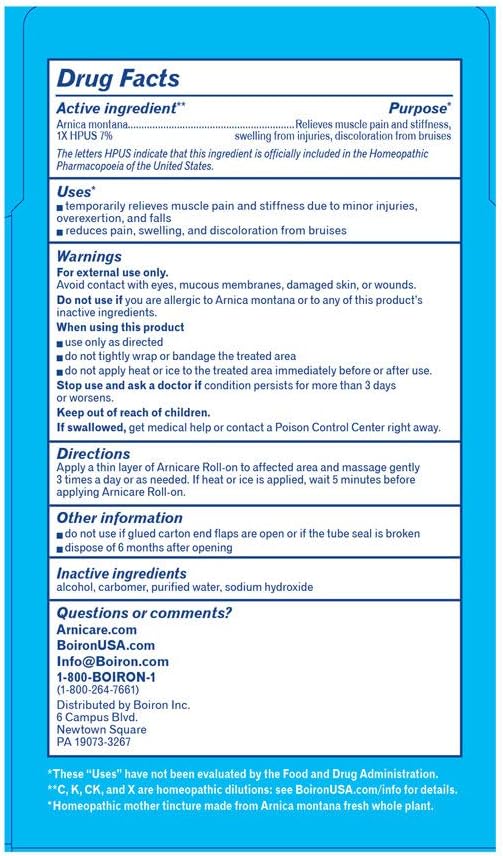 Boiron Arnicare Roll-on Twin Pack Homeopathic Medicine for Pain Relief, 1.5 Ounce (Pack of 2): Health & Personal Care