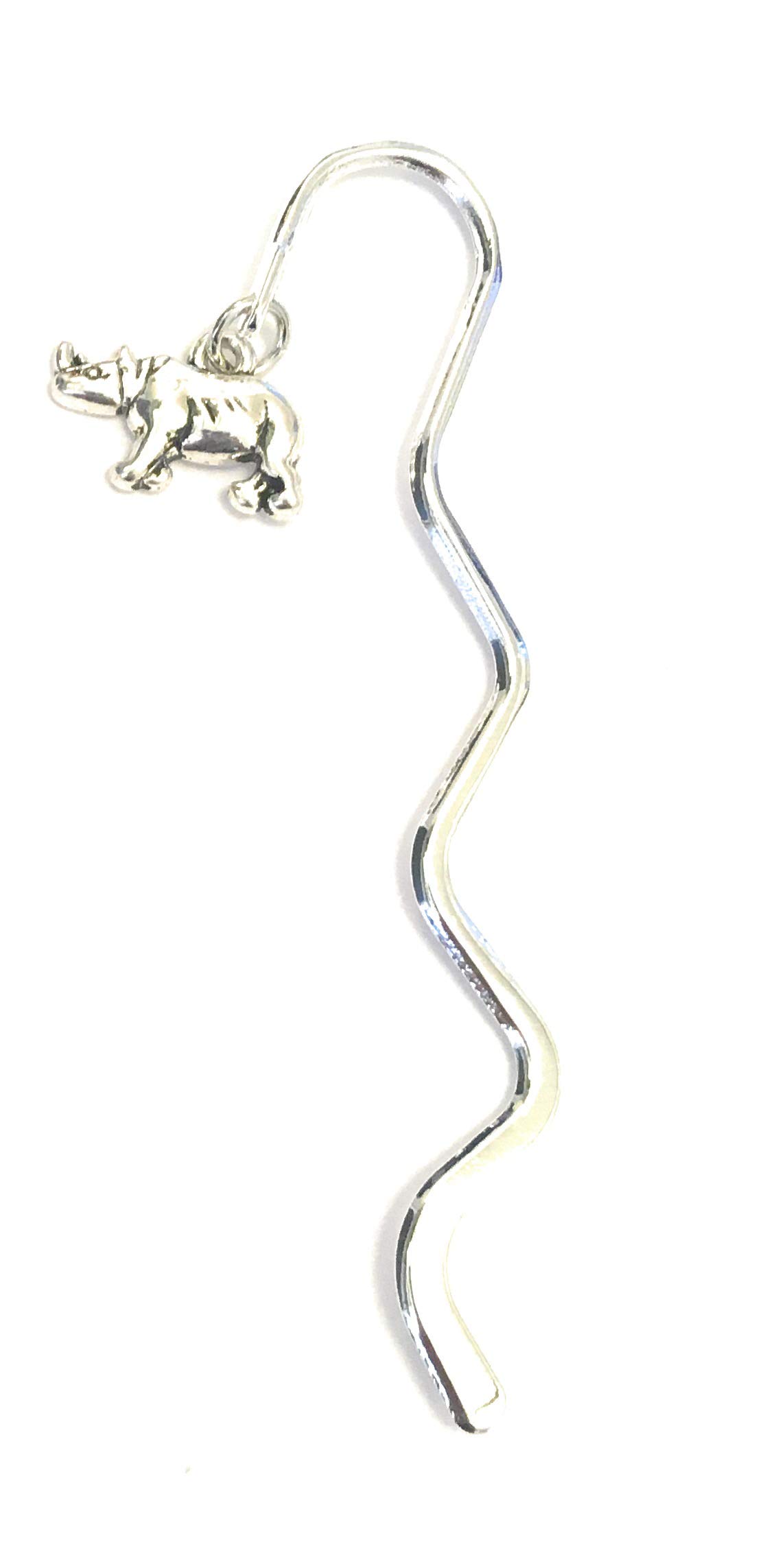 FizzyButton Gifts Silver Tone Rhino Charm Mini Bookmark in Gift Bag