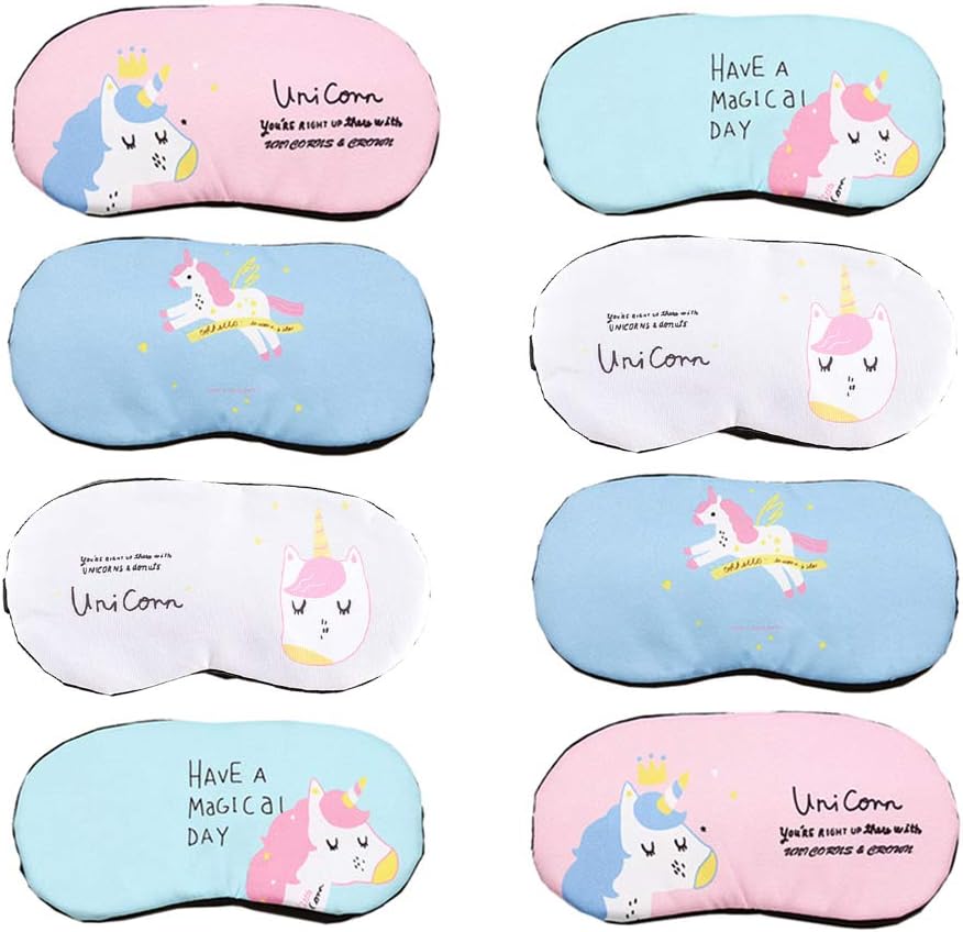 8Pcs Flamingo Unicorn Sleep Mask for Girls Party Favors Sleep Eye Mask Lightweight Blindfold Soft Eyeshade Eye Cover for Kids Girls Men Women Home Sleeping Traveling