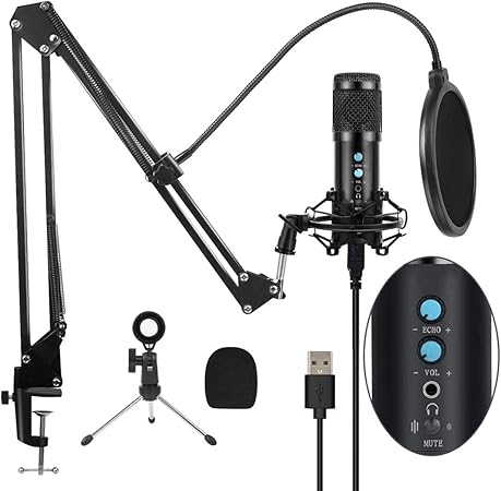 Newest Usb Condenser Microphone For Computer With Mute Key Mic Gain Echo Knob Pc Microphone Kit With Adjustable Metal Arm Stand Great For Gaming Podcast Livestreaming Recording Elegant Black Amazon Co Uk Computers Accessories Newest Usb Condenser Microphone For Computer With Mute Key Mic Gain Echo Knob Pc Microphone Kit With Adjustable Metal Arm Stand Great For Gaming Podcast Livestreaming Recording Elegant Black Amazon Co Uk Computers Accessories