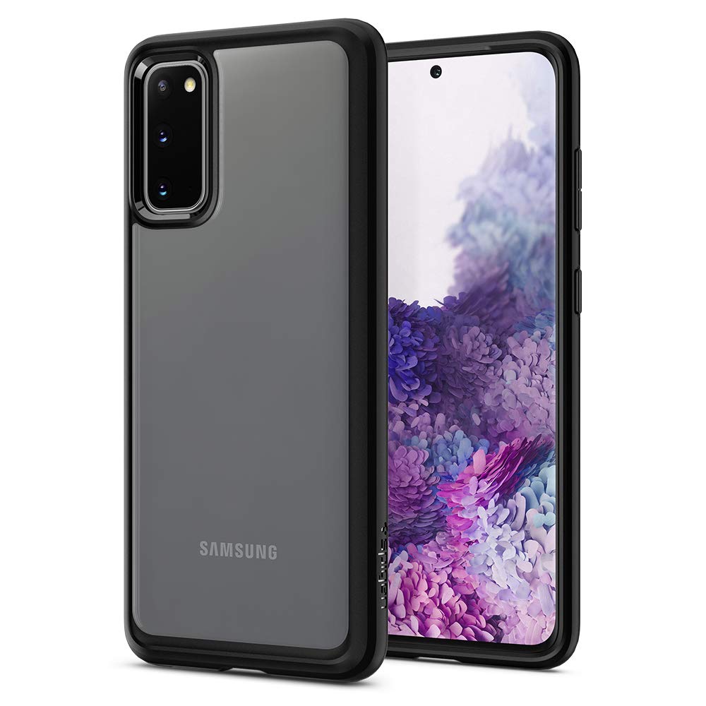 Spigen for Galaxy S20 Case, Ultra Hybrid [Anti-Yellowing] [Compatible with Fast Wireless Charging] - Matte Black
