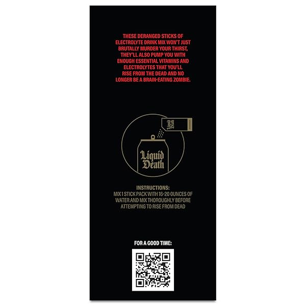 LIQUID DEATH ELECTROLYTE DEATH DUST – WATERMELON FLAVORED HYDRATION POWDER PACKETS – CONVICTED MELON – 12-STICK PACK – ELECTROLYTE REPLACEMENT