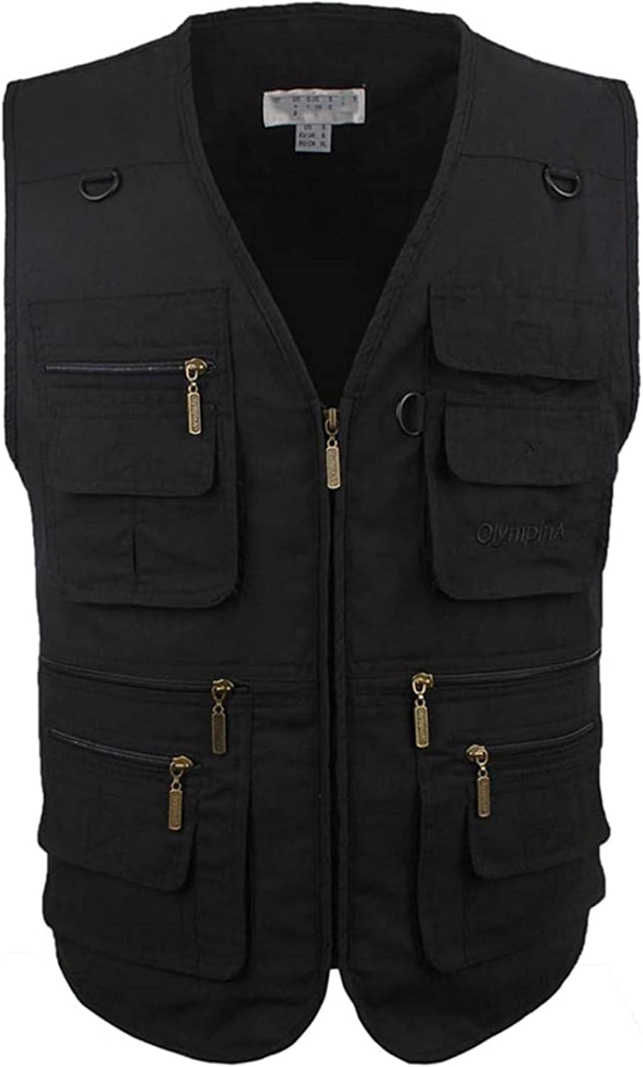 Men Outdoors Zipper Vest with Many Pockets Male VNeck Casual Loose