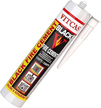 Vitcas Black Fire Cement Ready Mixed 310ml High-Temp Sealant Paste