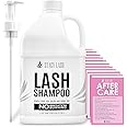 STACY LASH Eyelash Extension Shampoo 1US Gal / 128 fl.oz. / 3.78L / Eyelid Foaming Cleanser/Safe Wash for Extensions & Natural Lashes/Supplies for Professional & Home Use / 50 Aftercare Cards