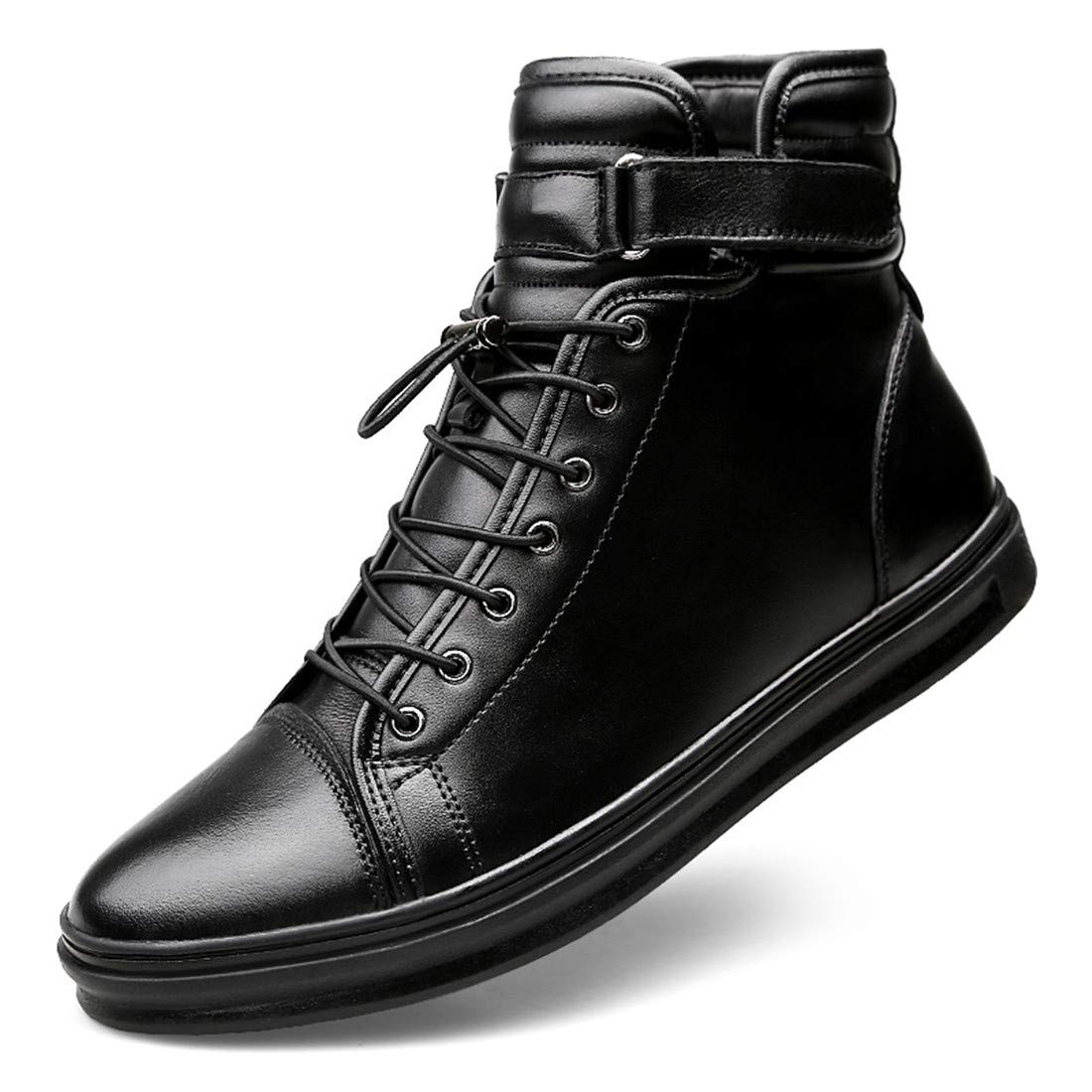 Lewhosy Mens Black High Top Winter Boots Leather Chelsea ...