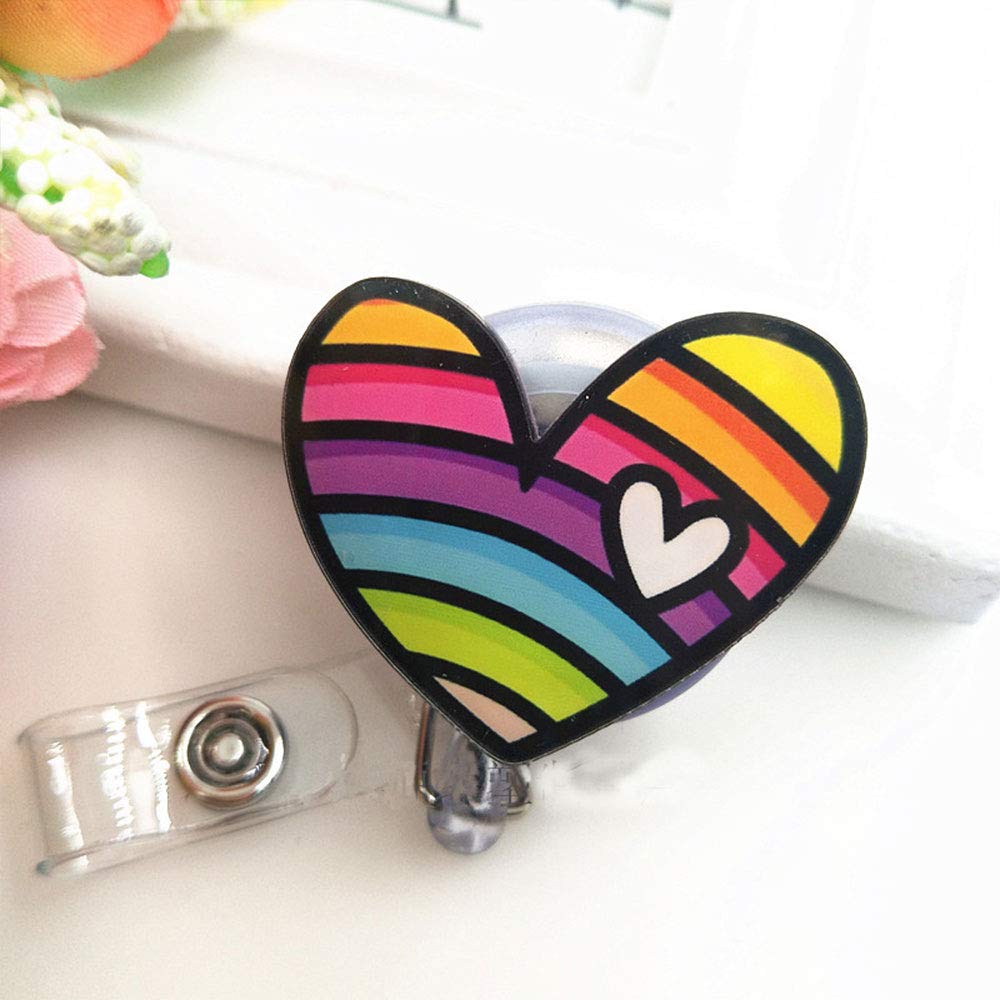 2 Packs Badge Reel Retractable ID Badge Holder with Belt Clip Fashion Cute Door Pass Holder Key Chain Retractable Lanyard for Girls Nurse Teacher Student-G Style