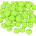 uxcell 50Pcs 9mm Silicone Beads, Round Loose Rubber Bead Bulk Focal Beads for DIY Keychain Pens Bracelets Jewelry Making (Fluorescent Green)