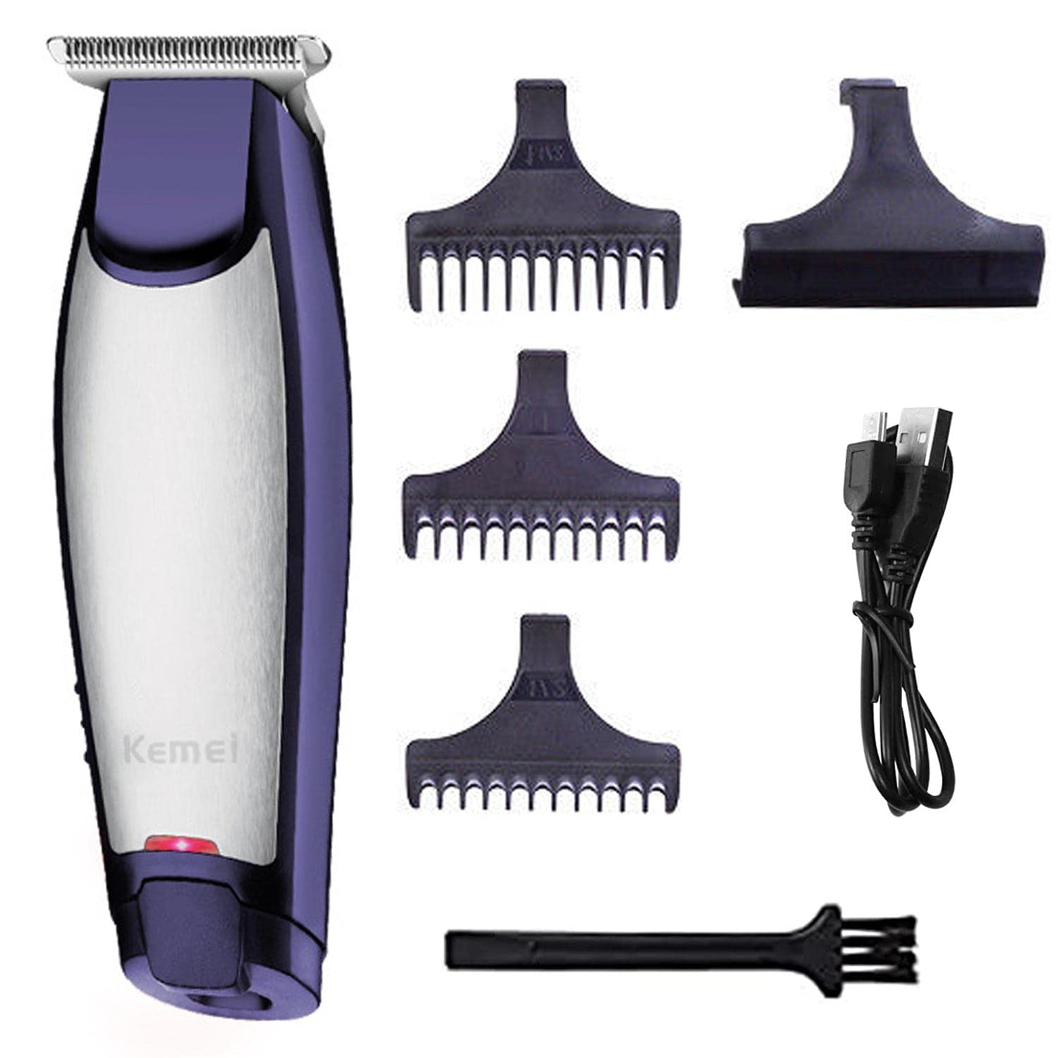 KEMEI Men's Self-Cut Hair Trimmer Waterproof Cordless Rechargeable Hair Cutting Clippers Groomer with Stainless Steel